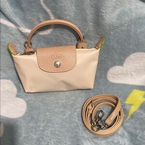 Longchamp Le Pliage Canvas Hangbag Light Pink Cosmetic Bag